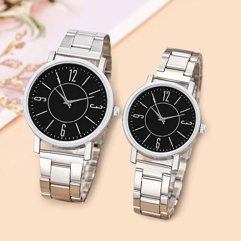 

Luxury Brand Couple Watches Fashion Casual Gold Quartz Watch for Men and Women Digital Dial Lover's Wristwatches Set Gifts