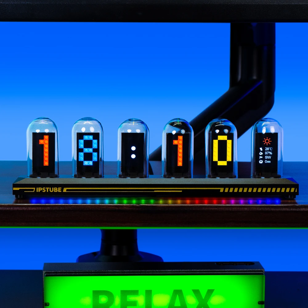 Nixie Tube Clock IPS Retro Glows Analog Clock DIY IPS Color Screen
