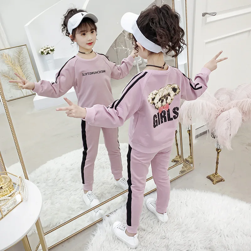 

Girl Autumn Winter Sports Clothes Costume Outfit Suit Kids Tracksuit Clothing Set Kids Korean Sweater Tracks Teen Casual Sports