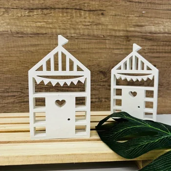 Beach House Silicone Mold with Heart Summer Sea Houses Concrete Mould Holiday Handmade Casting Mould