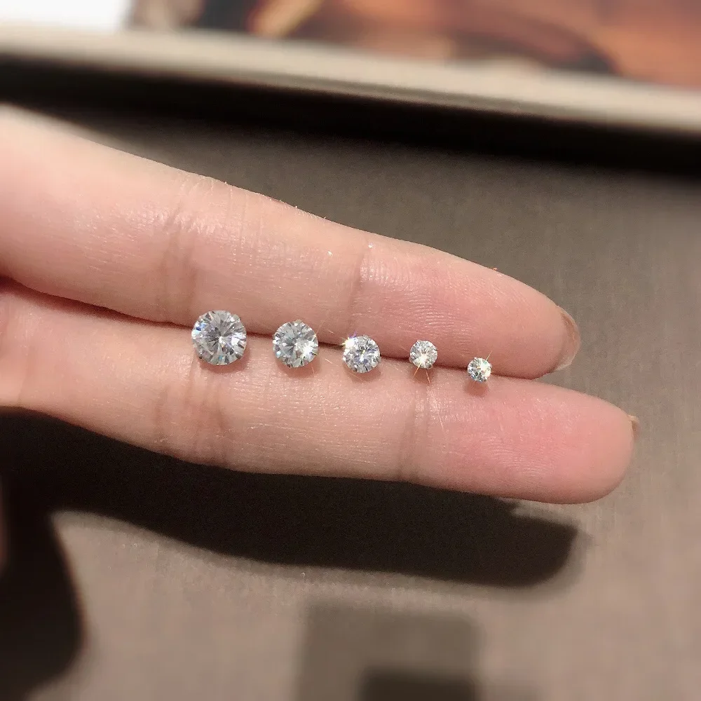 925 Sterling Silver Jewelry Women Fashion Cute Tiny Clear Crystal Stud Earrings Gift for Girls Teens Lady Fine Jewelry silver stud earrings