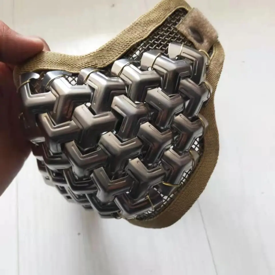 Handmade Tactical Metal Mask Half Lower Face Metal Steel The Field Elite  Ear Protection Outdoor Cycling Steel Hard Face Mask