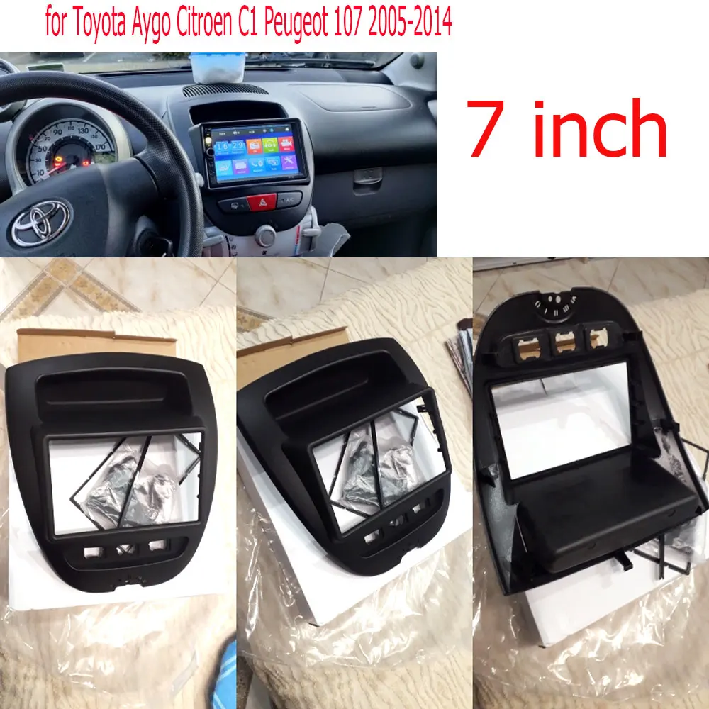 Cadre Façade Autoradio 1DIN Pour Citroën C1, Peugeot 107, Toyota Aygo à Partir De 2005 - Noir