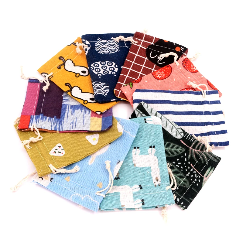 5Pcs/Lot Small Cotton Bags 10x14cm Party Favor Linen Drawstring Gift Bag Pouches Nice Charms Bracelet Jewelry Packaging | Украшения и