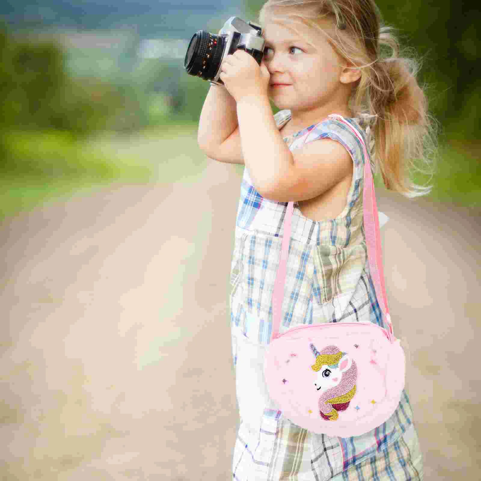 Unicorn Plush Bag Phone Wallet Little Girl with Shoulder Strap Messenger Cross-body Purse for Girls Child Crossbody