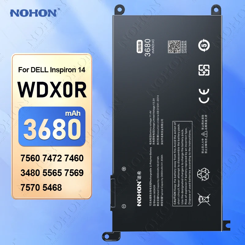 NOHON WDX0R Laptop Battery For Dell Inspiron 14 15 Burn 7000 7460 7560 7570 7569 3480 5468 7472 5565 Replacement Bateria