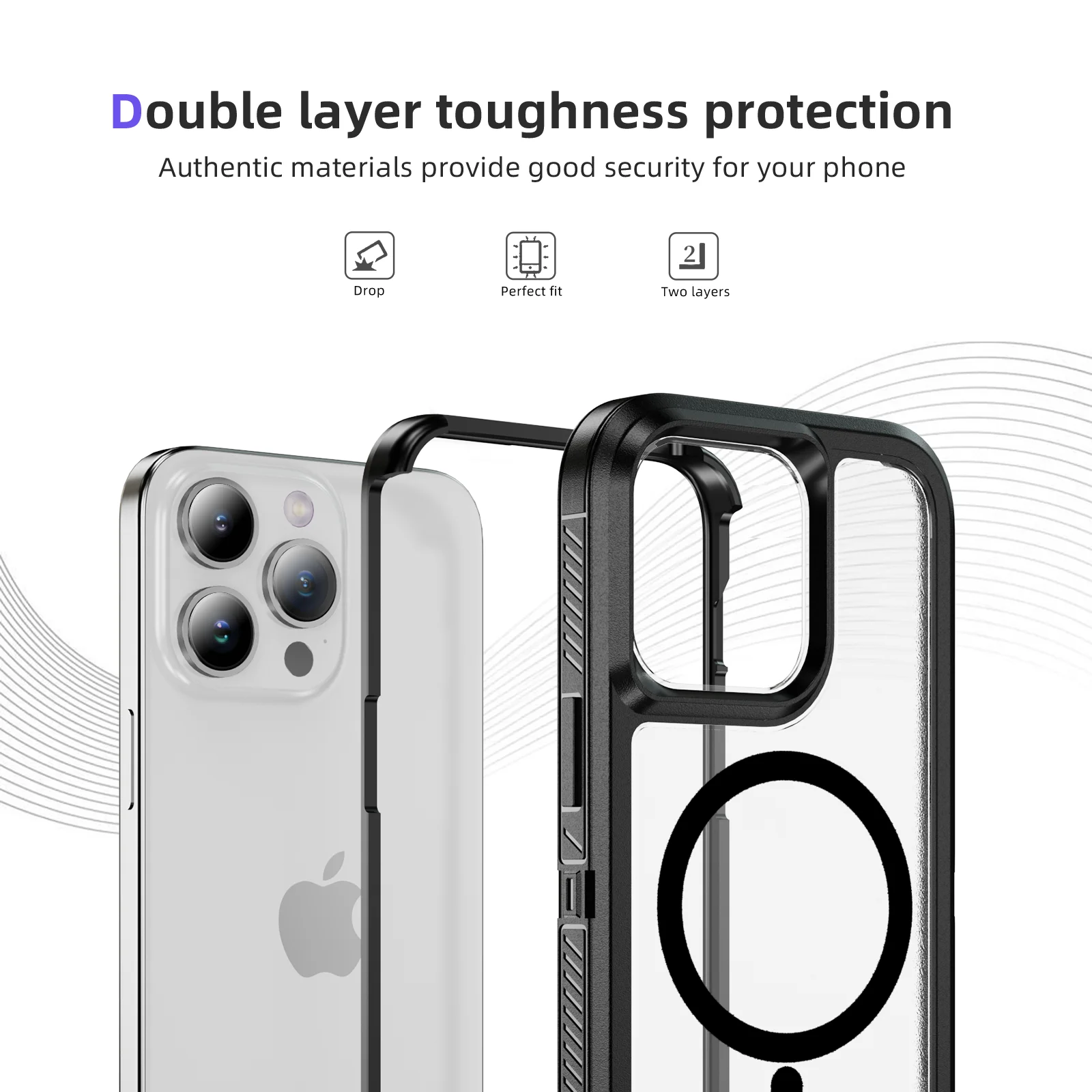 Dual-Layer Matte Magnetic Shockproof Armor Case with Magsafe Protection