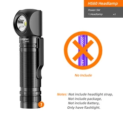 High-Performance Rechargeable LED Headlamp with 90° Adjustable Beam and Magnetic Tail (HS60 Only Flashlight)