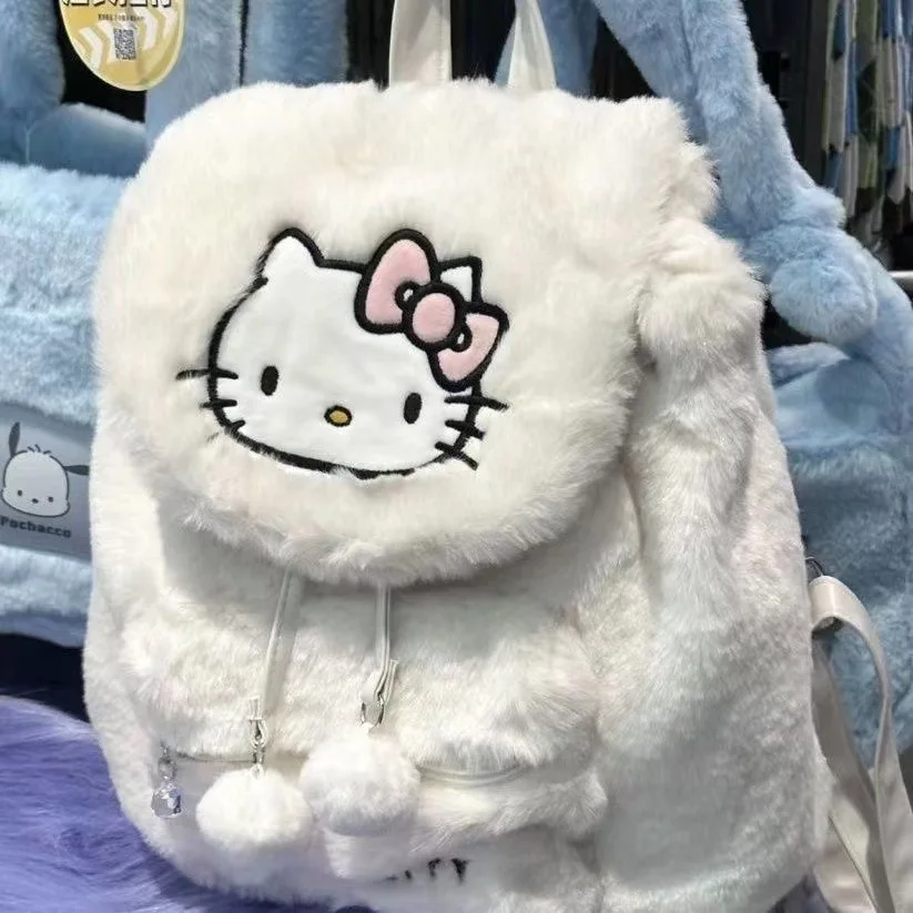 

Cute Sanrio Hello Kitty Flip Plush Backpack Girl Cartoon Mymelody Backpack Pochacco Large-Capacity School Bag Students Schoolbag