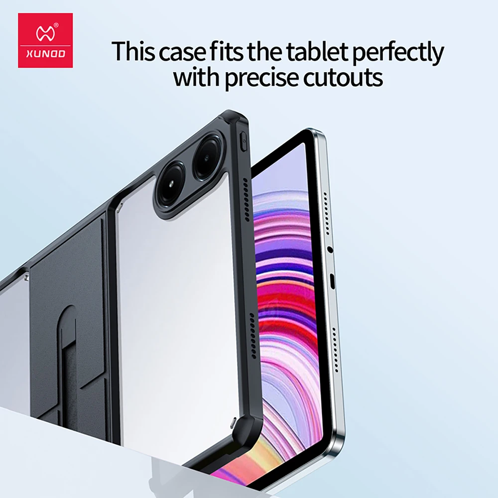 FONREST Portable Rugged Case For Xiaomi Poco Pad/Redmi Pad Pro 12.1'' 2024 With Swivel Kickstand/Hanging Ring Lifting Handle Lanyard Hybrid Heavy Duty Shock-proof Armor Cover (Navy Black - View #8