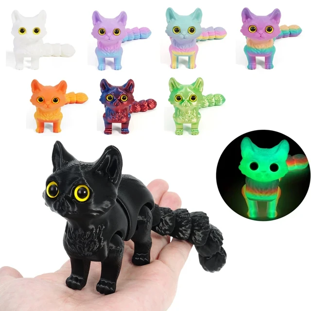 12/16cm 3D Printed Articulated Cute Cats Figurine Miniature