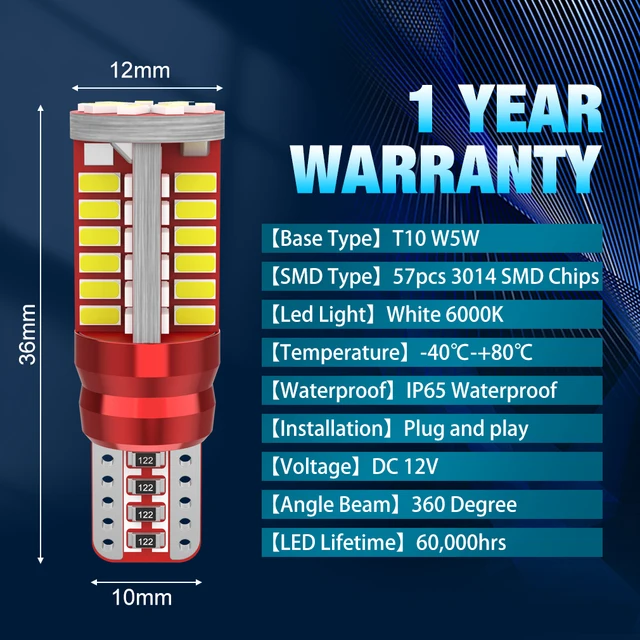 2 Lampadine LED T10 W5W 6000K - Luce Bianca Per Auto, Senza Errori Canbus - Foto 4