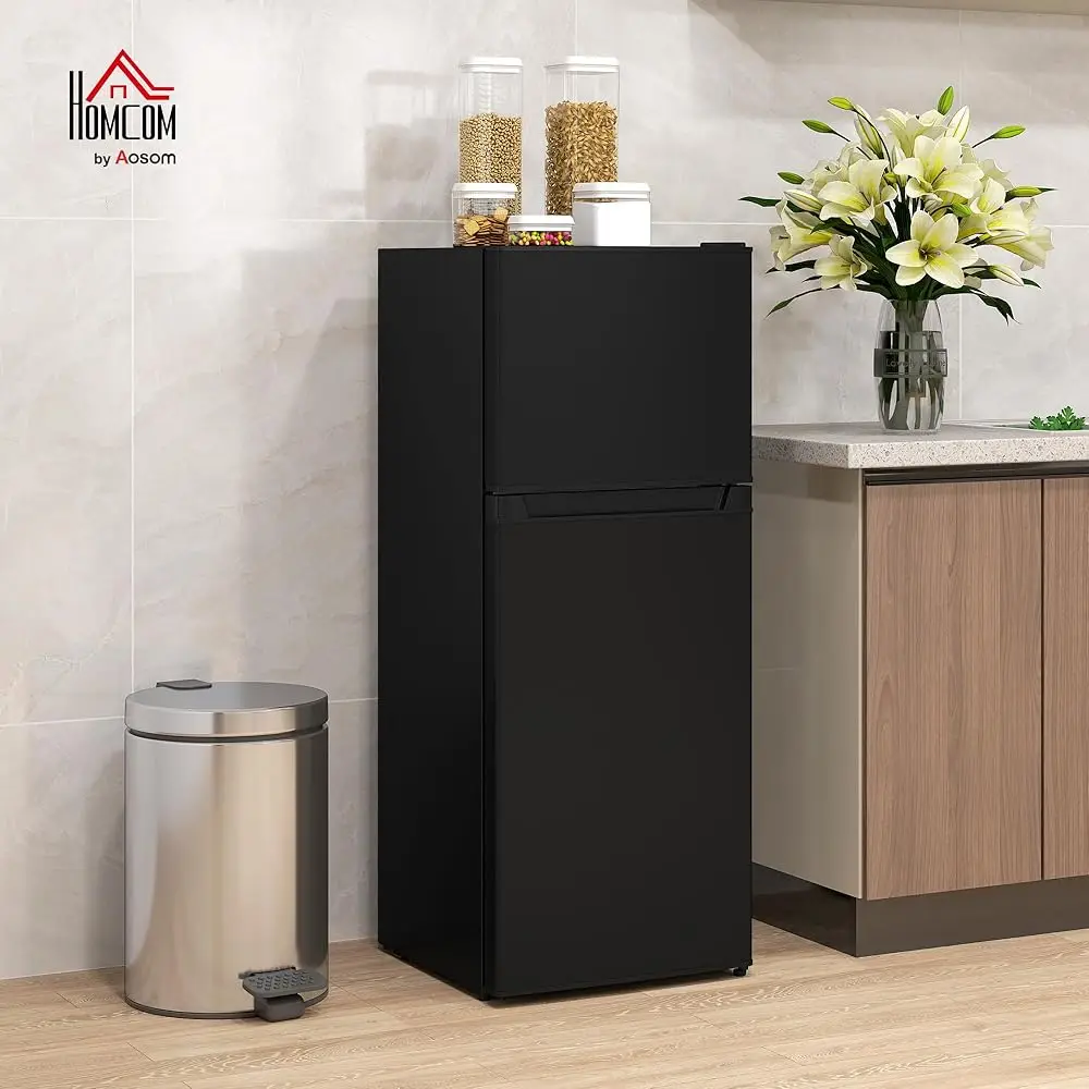 4 Cu.Ft Mini Fridge With Freezer, Double Door Compact Refrigerator With Adjustable Thermostat, Shelf And Reversible Door For 2 4 Cu.Ft Mini Fridge With Freezer, Double Door Compact Refrigerator With Adjustable Thermostat, Shelf And Reversible Door For 2