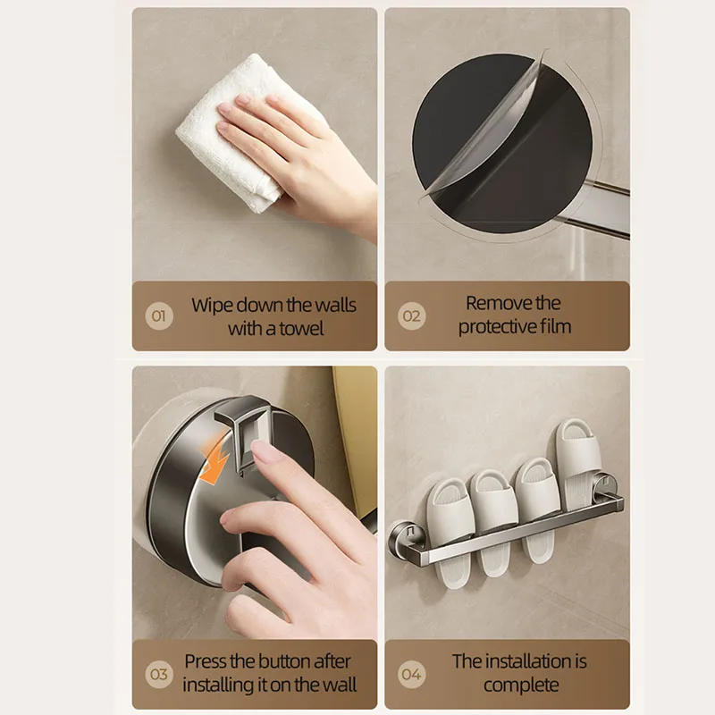 Towel Rack Bathroom Facilities Non Perforated Suction Cup Wall Mounted