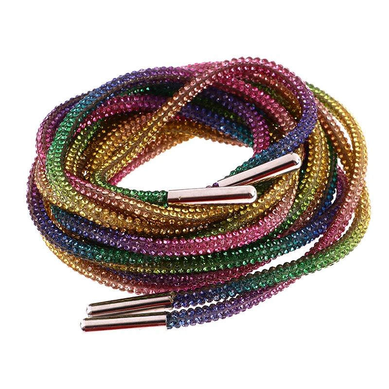 라인석 신발 레이스 럭셔리 다이아몬드 신발끈 스니커즈, 라운드 신발끈, DIY 끈, 4.5mm, 100cm, 1 쌍, 2 개
