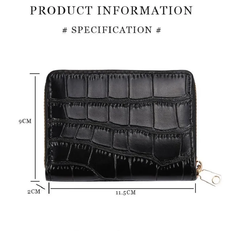 Vintage Small Women Crocodile Card Holder Wallets Leather rfid Zipper Coin Purse Credit Card Holder Driver's License Case