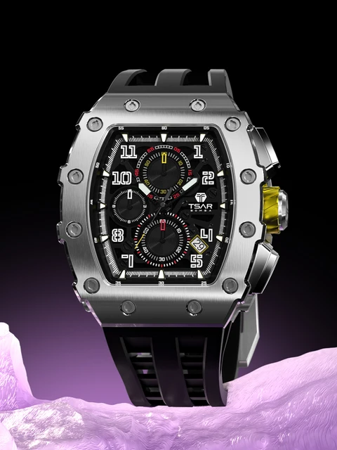 TSAR BOMBA Watch for Men Luxury Brand Tonneau Design Waterproof Clock Stainless Steel Wristwatch Fashion Rectangle Mens Watch 3
