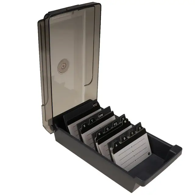 Porta Biglietti Da Visita Da Tavolo Per 500 Carte - Con Divisori A-Z, Design Trasparente, Grigio - Foto 4