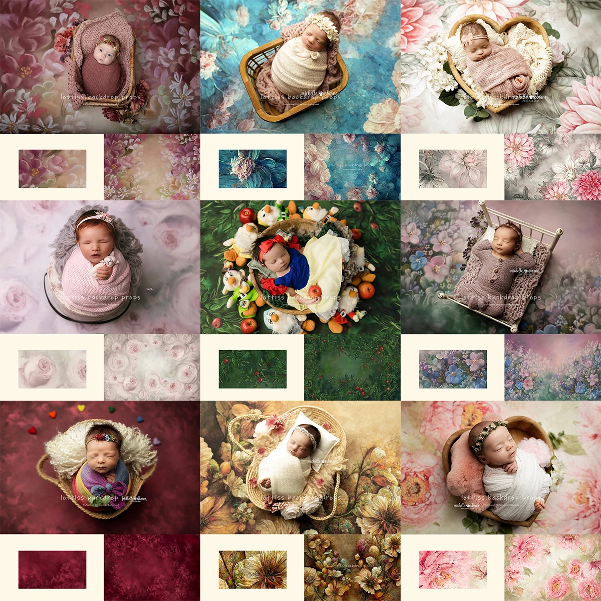 Photo Backdrop Fine Art Floral Kids Photography Backdrops Baby Child Newborn 1st Birthday Props Abstract Texture Hand Painted Flower Background