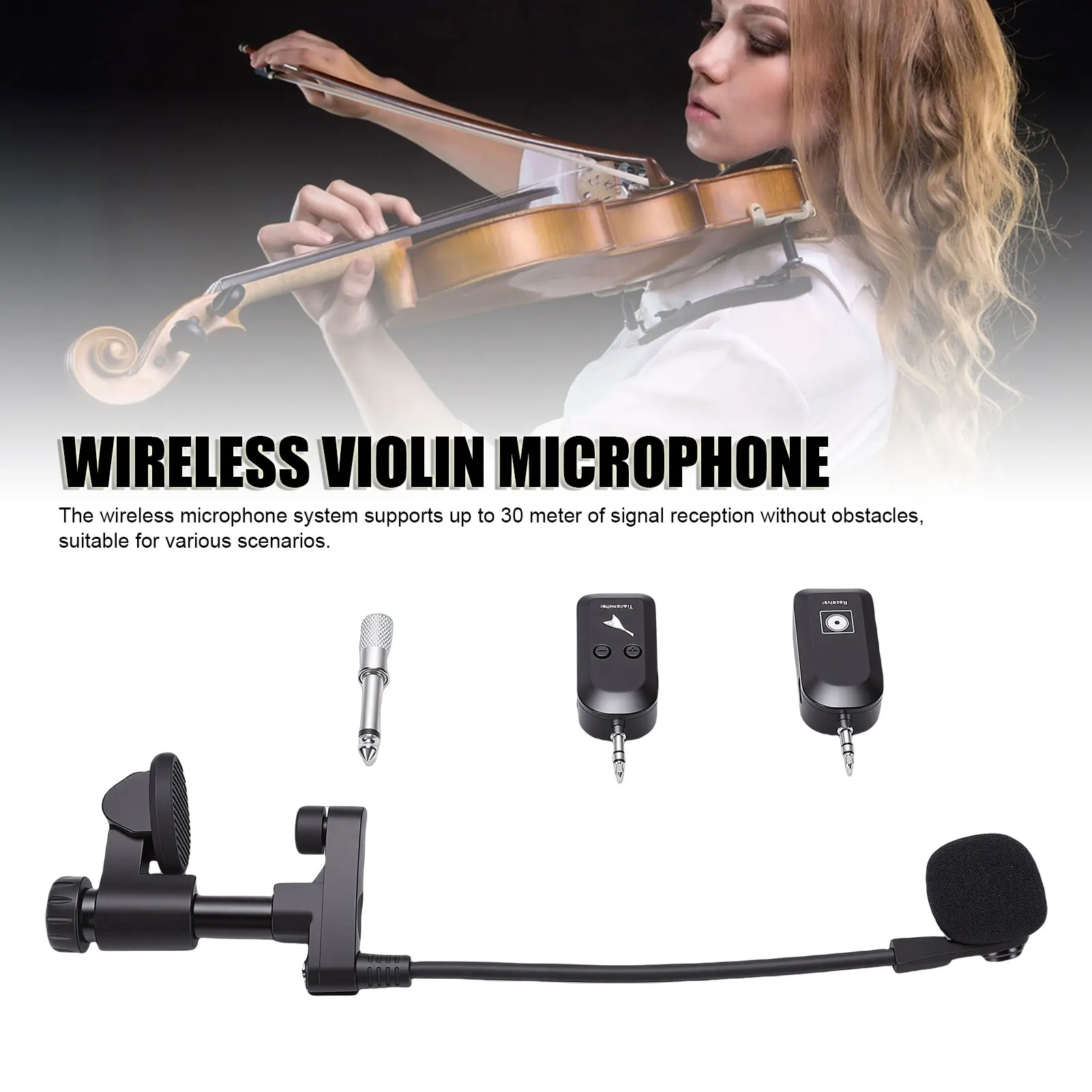 Wireless Instrument Mic Wireless Instrument Microphone 2.4G Violin Cello Guitar Clip On Condenser Mic for Stage Performance Band