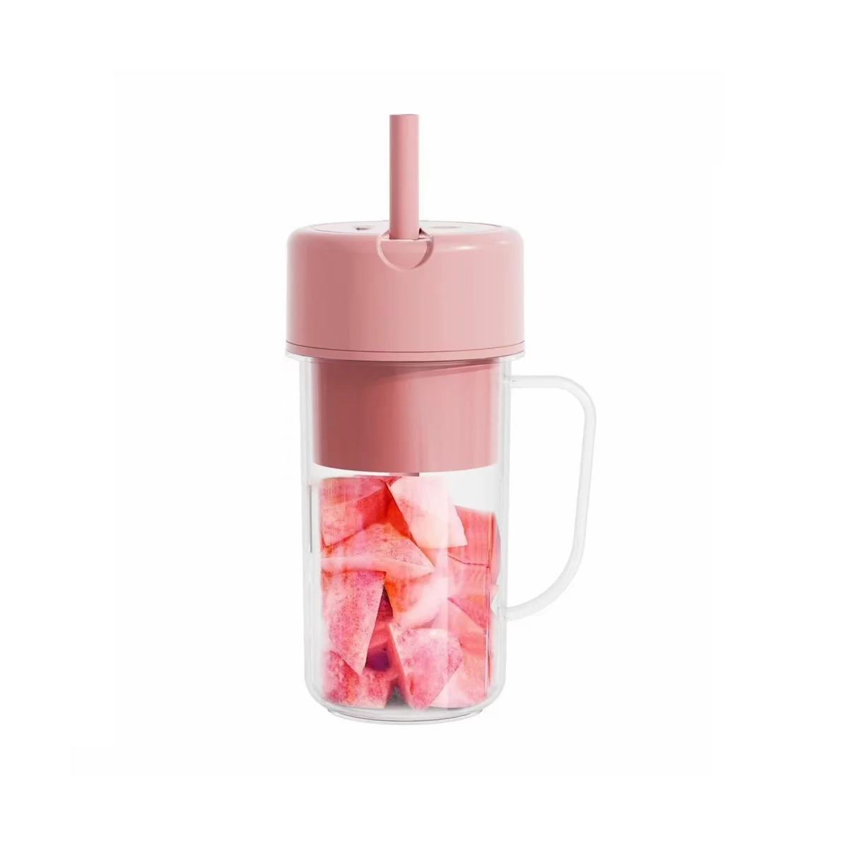 

Electric Juicer Mini Portable Blender Fruit Mixers Extractors Multifunction Juice Maker Machine Blender with Straw Pink