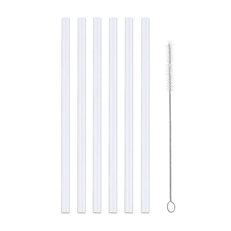 Eco-Friendly Reusable Straw Set with Cleaning Brush - Pack of 6