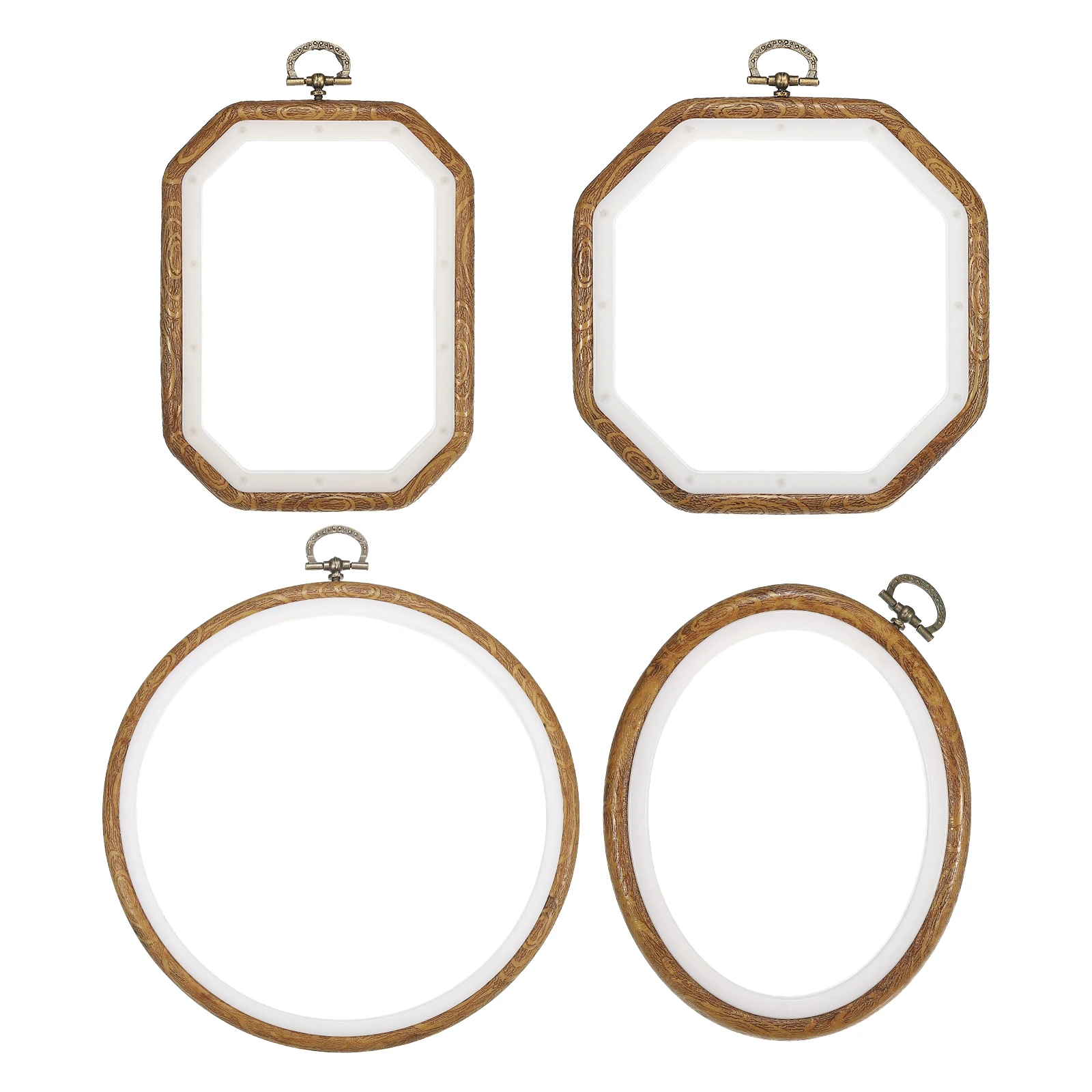 

1 set Embroidery Hoops Ring Imitated Wood Embroidery Frame Circle Oval Rectangular Cross Stitch Hoop for DIY Art Craft Sewing