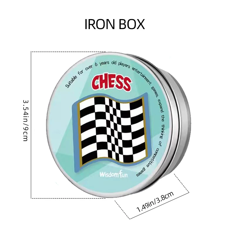 6.3 inch chess set, equipped with plastic film chessboard and portable metal box chessboard game, adult and child tabletop game 4