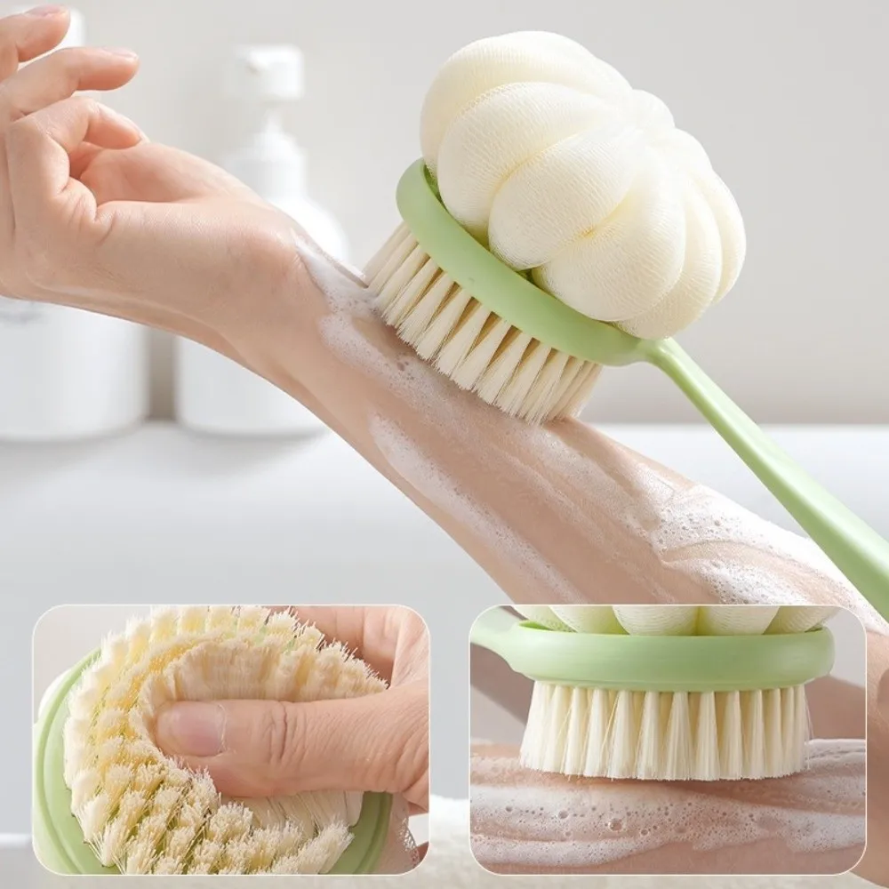 Description Picture 5 of item2pcs Portable 3-in-1 Double-Sided Bath Brush Anti Slip Soft Long Handle Bath Brush Thickened Back Scrub Brush Personal Care