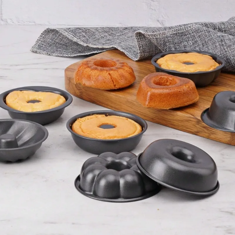 Heavy Duty Carbon Steel Donut Mold Round Heart Windmills Pumpkins Shaped Doughnut Molds Non Stick Mini Fluted Tube Cake Molds