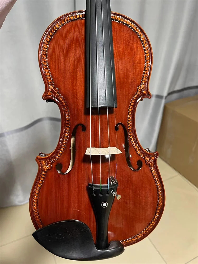 Actual Photo Display Special Old Europe Carving-Hand Crafted 4/4 Violin كمان Ammoon Free Violin Case&Bow violin