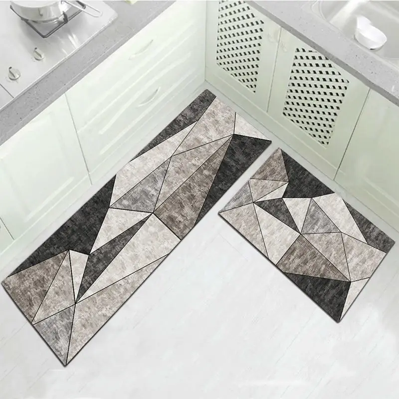 Alfombra lavable de vinilo gris para cocina, felpudo antideslizante