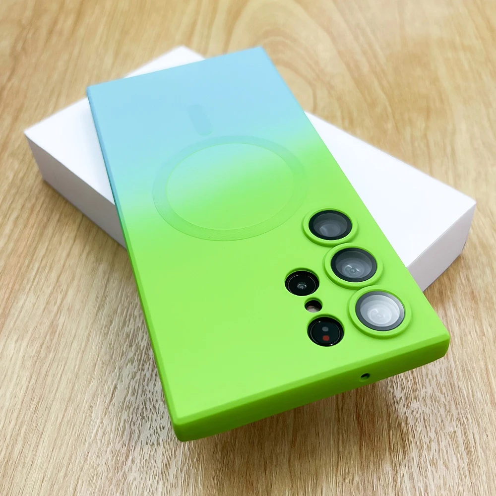 Silikon Farbverlauf Magsafe Hülle für Samsung Galaxy S23 S22 Ultra Note 20 10 Plus S21 S20 FE Wireless Charging Cover_voghion.com