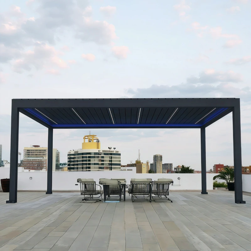 Freestanding Louvered Pergola with 6063T6 Heavy Duty Frame and Full Glass Enclosure for Year-Round Outdoor Use