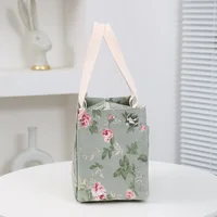 Sac à déjeuner esthétique imprimé Floral, sac à Bento isolé de grande capacité, sac à main isotherme pour l'école, le travail, les voyages et le pique-nique 4