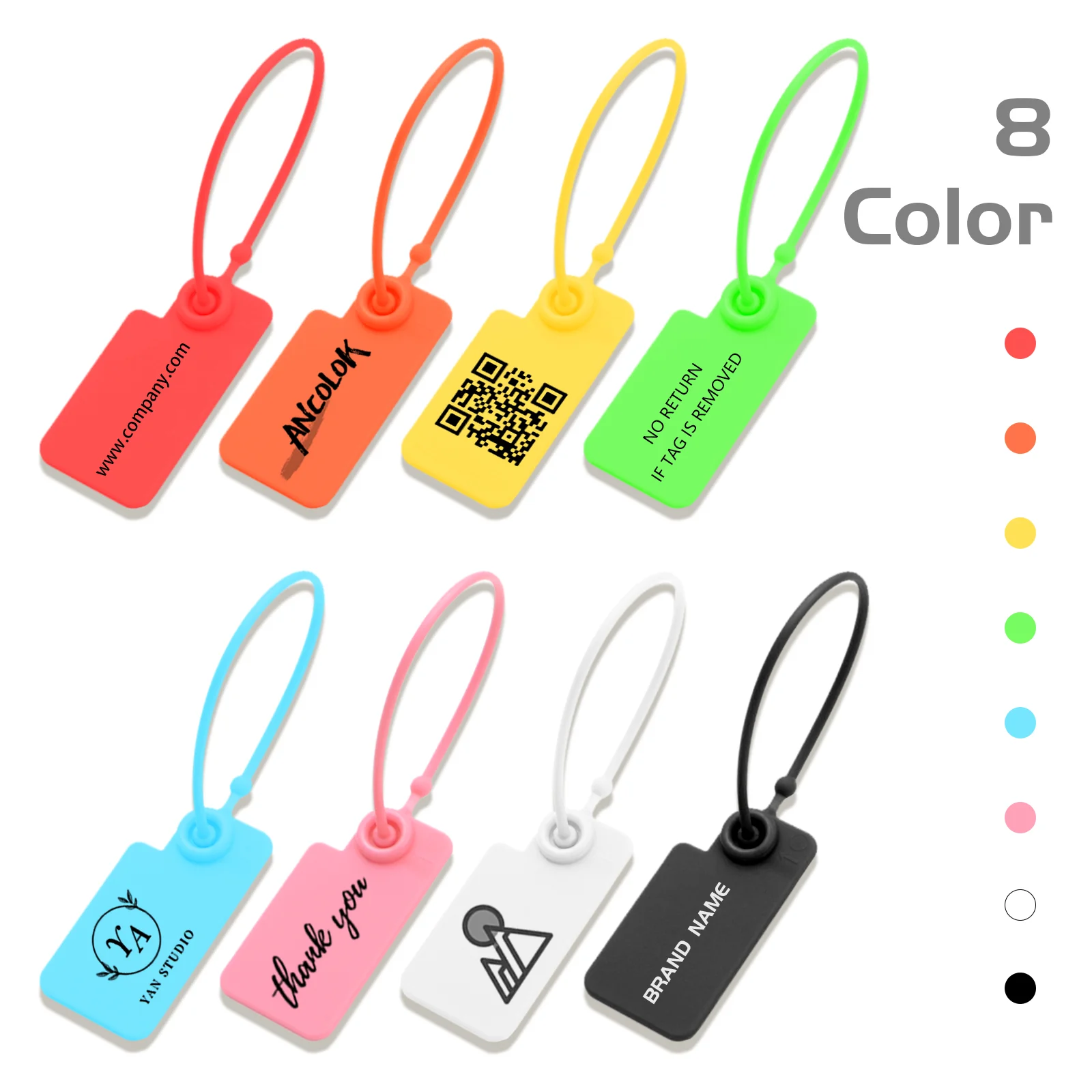 Ancolok 100 Pcs Print Hang Tags Brand Tag Security of Clothes Shoes Bags Clothing Plastic Labels Jewelry Dolls Tag