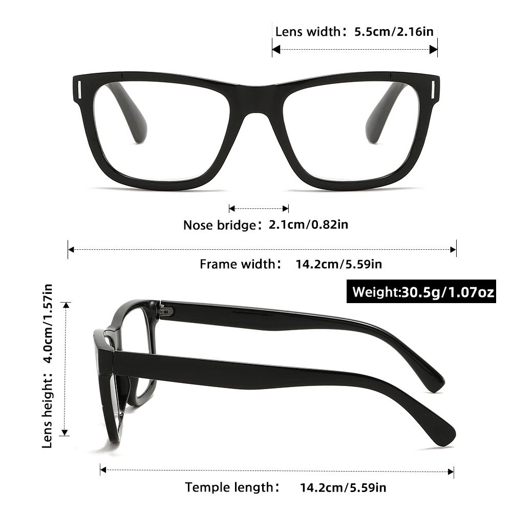 Lightweight Minimalist Business Style Reading Glasses with Semi-Transparent Gray-Blue Frames and Adjustable Diopters