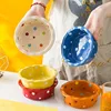 Pet Bowl Cute Ins Storm Dot Ceramic Bowl Dessert Breakfast Bowl Home Cat Dog Bowl Feeding Basin  Cat Caramics Supplies