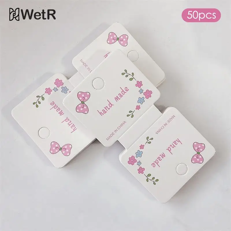 

50PCS Bowknot Flower Foldable Packing Cards For Handmade Necklace Bracelet Headwear Hairband Display Cards Retail Hanging Labels
