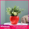 Strawberry Creative Vase Flower Ceramic Pot Planter Floral Holder Decorative Fruitcenterpiece Table Succulentart Decor Pottery 1