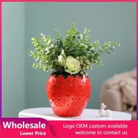 Strawberry Creative Vase Flower Ceramic Pot Planter Floral Holder Decorative Fruitcenterpiece Table Succulentart Decor Pottery 1
