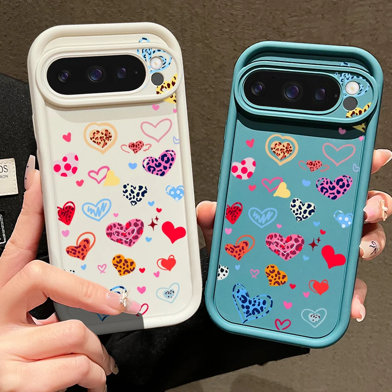 Colorful Heart Print Shockproof Silicone Phone Case