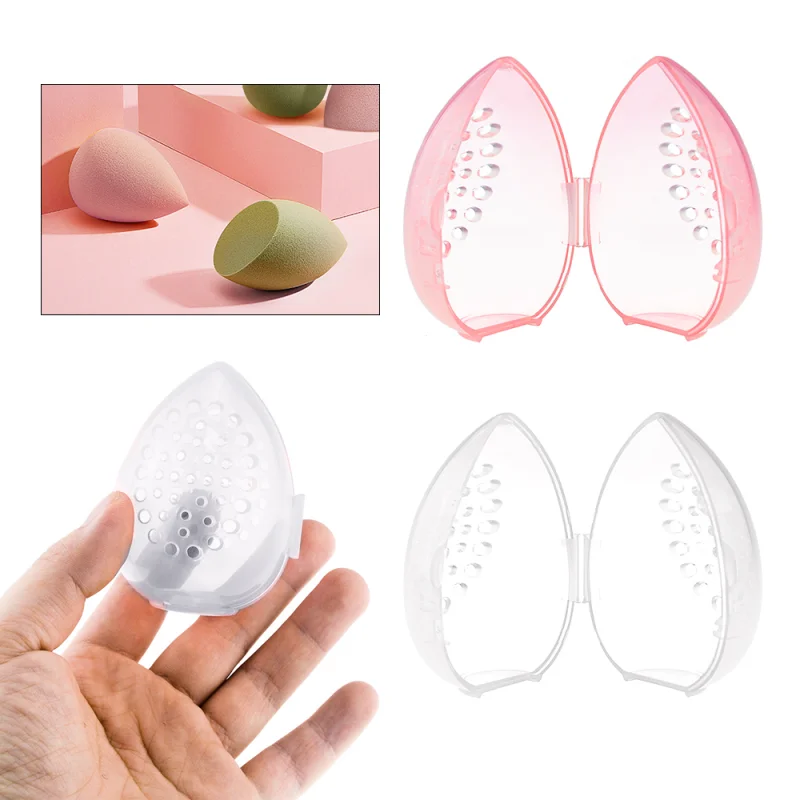 

Beauty Cosmetic Sponge Storage Box Makeup Powder Puff Empty Egg-shaped Frame Transparent Puff Dry Case Make Up Organizer Holders