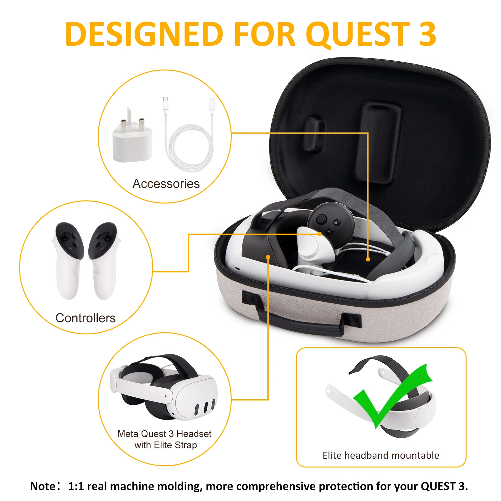 Eva Shell Duro Bolsa de Armazenamento com Malha para Meta Quest Travel Carrying Case Headconjunto Controllers Acessórios vr Novo - Image 2