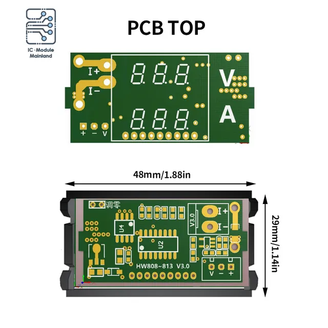 Voltimetro Amperimetro Digital Empotrable LED DC 0-100V Medidor