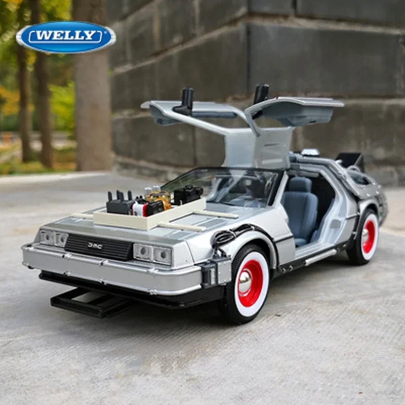 

WELLY 1:24 DMC-12 DeLorean Time Machine Back to the Future Car Static Die Cast Vehicles Collectible Model Car Toys