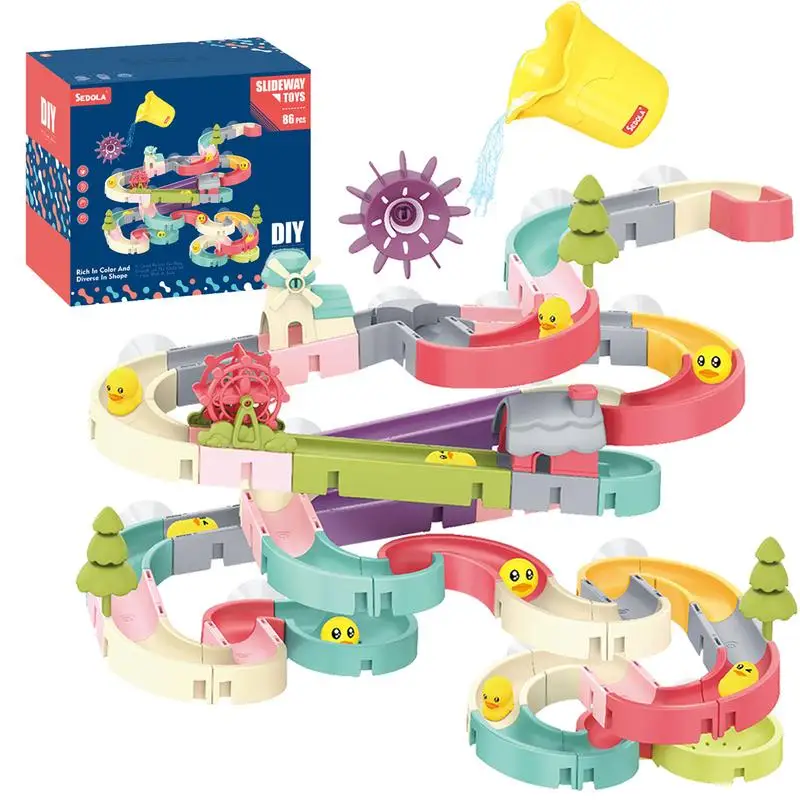 

Bathtub Toys Interactive Slide Shower Tracks Water Toys Summer Gifts For Toddlers Kids Cute Small Duck Slide Toys