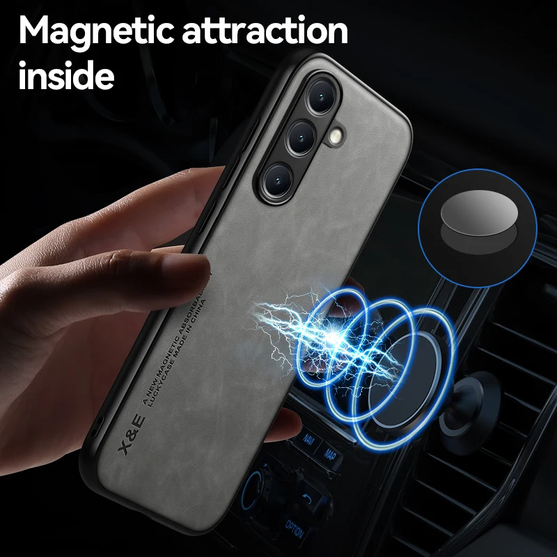 Luxury Leather Ultra Thin Phone Case For Samsung Galaxy S26 S25 S24 S23 S22 S21 Ultra Plus Silky Feel Soft Cover For Car Holder 6