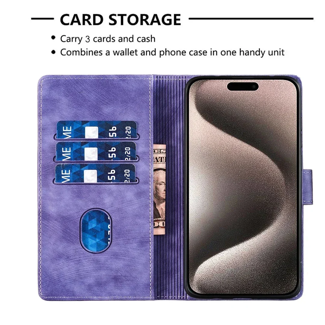 Cat & Butterfly Leather Wallet Flip Phone Case - Elegant and Functional Back Cover