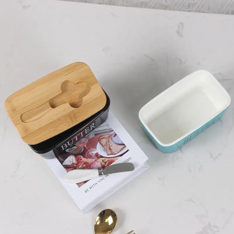 Butter Sealing Box With Lid Ceramic Cheese Trays Kitchen Dish